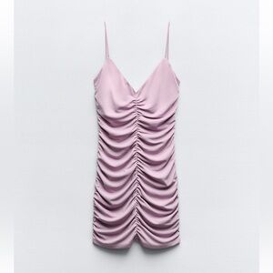 NWT Zara Lilac Ruched Mini Dress